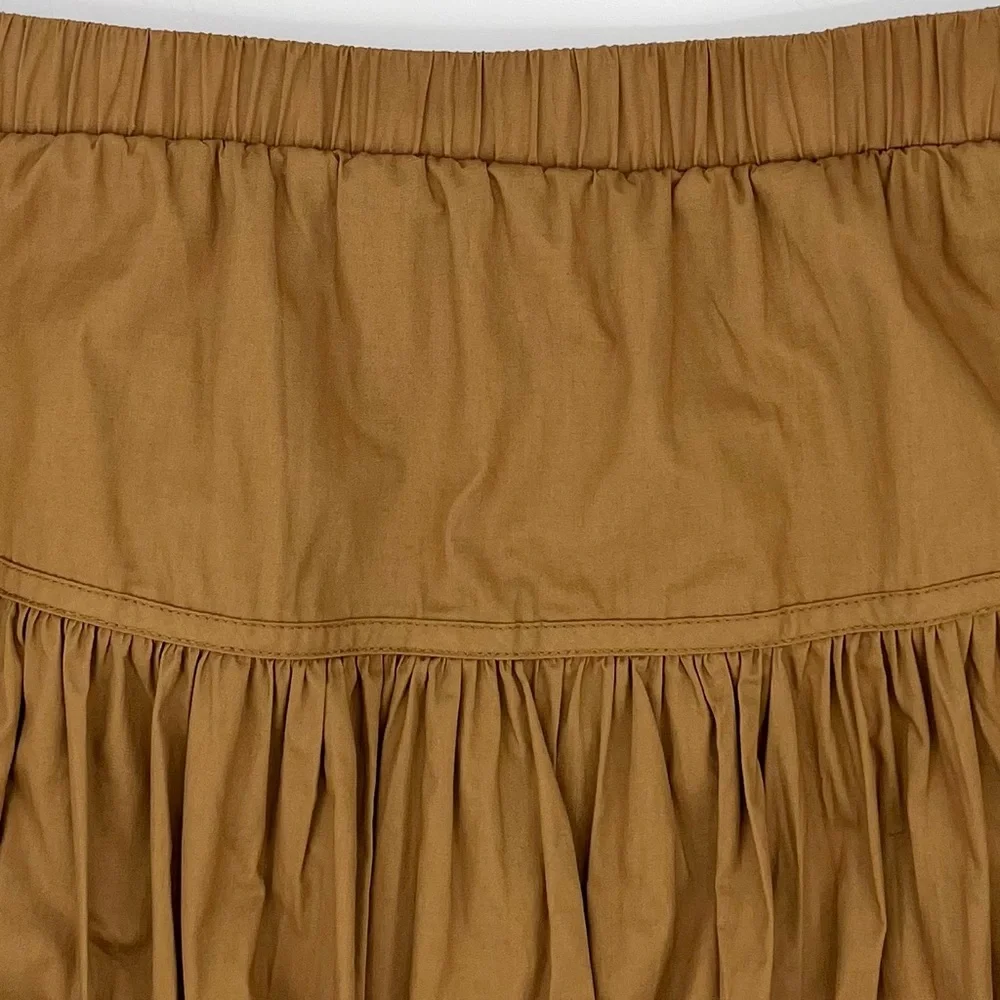 Cherry Mellow 100% Cotton Brown Y2K Ruched Bubble Bow Mini Skirt Size Large
